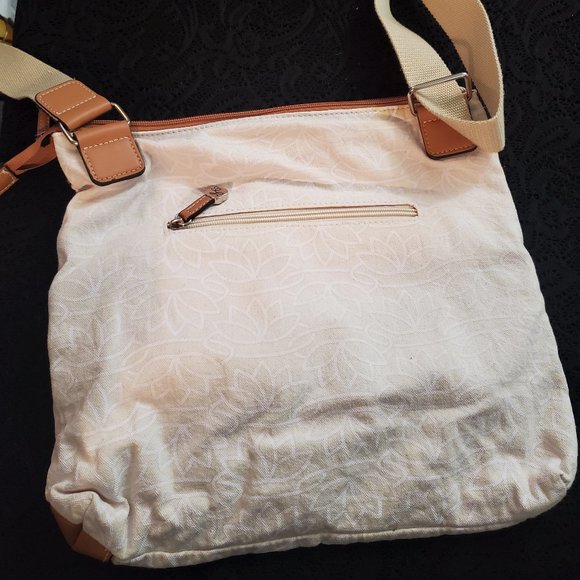 Lily Bloom Bags Lily Bloom Khaki Canvas Crossbody Bag With White